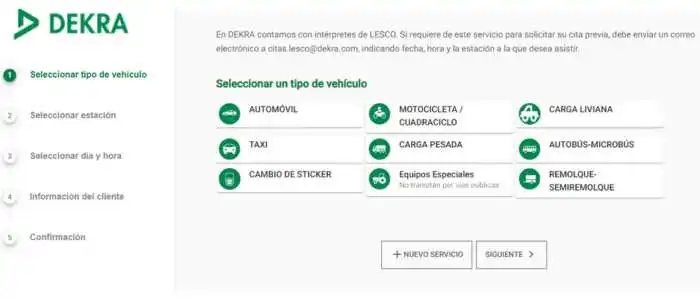 Elegir el tipo de vehículo para la inspección RTV en Puntarenas